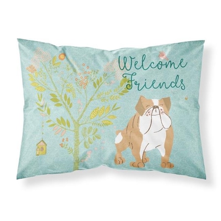 Carolines Treasures Carolines Treasures BB7602PILLOWCASE Welcome Friends English Bulldog Fabric Standard Pillowcase BB7602PILLOWCASE
